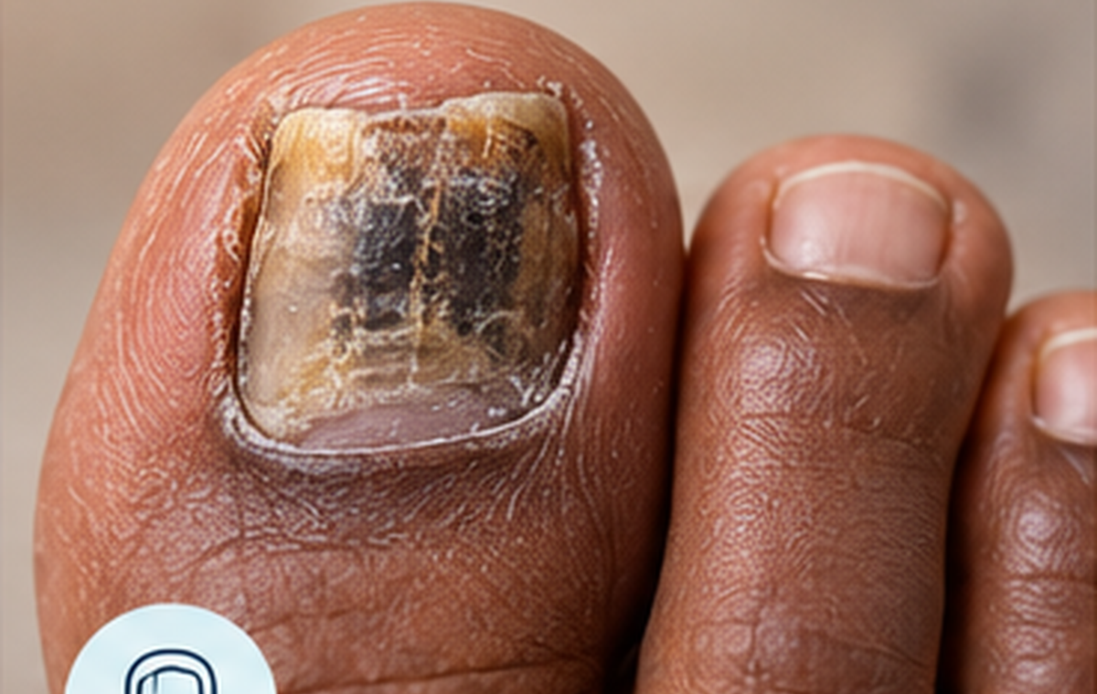 Thickened, discoloured fungal toenail condition